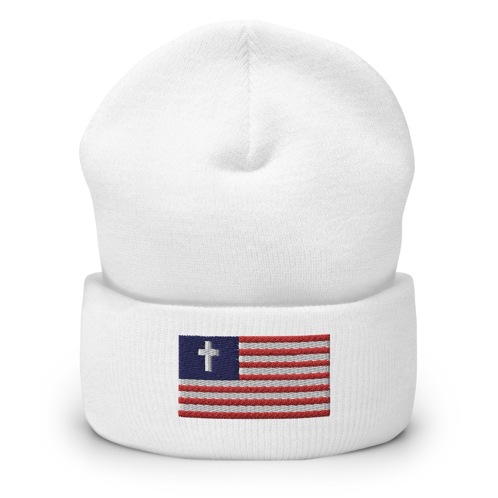 Christian Nationalist Flag Beanie - White