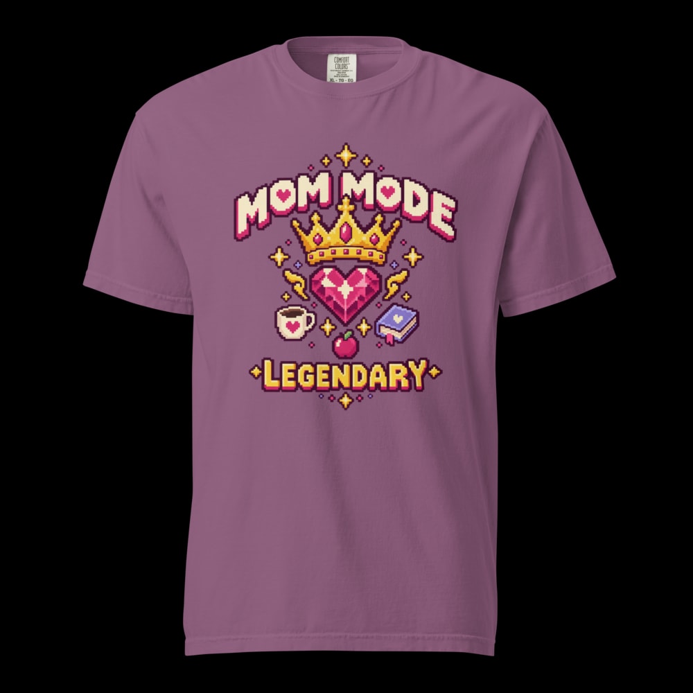 Mom Mode Legendary 8-Bit T-Shirt - Berry - front