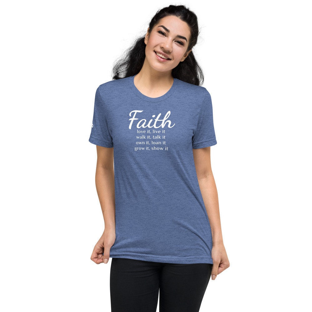 Live Your Faith Women’s Tri-Blend T-Shirt - Blue Triblend