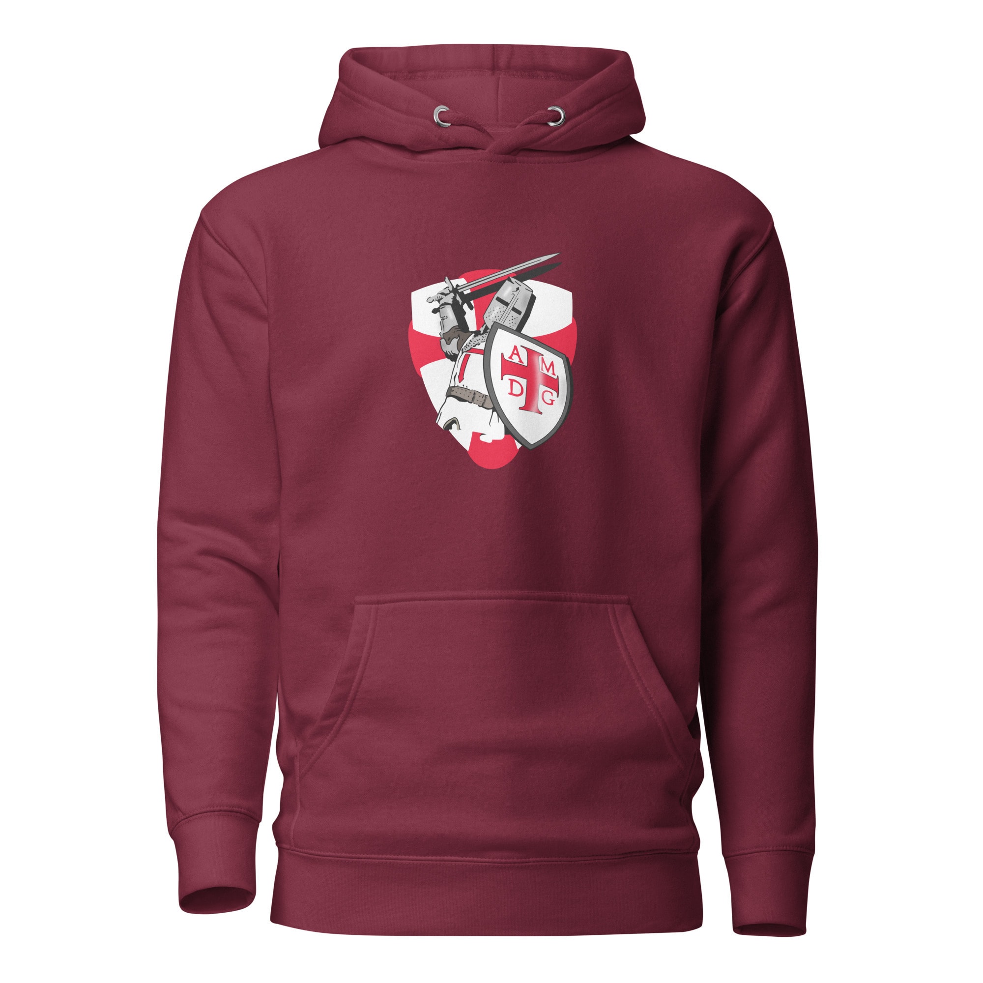 For the Greater Glory of God AMDG Crusader Hoodie - Maroon