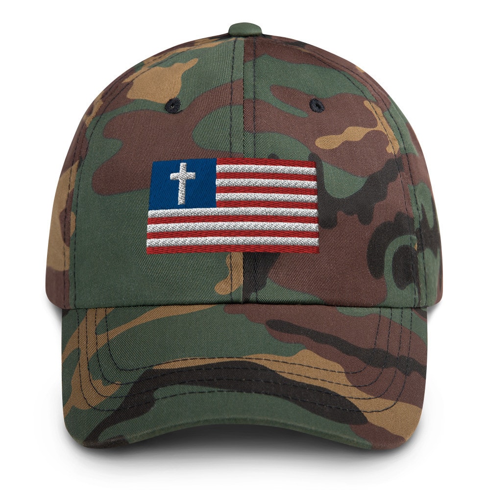Christian Nationalist Flag Dad Hat - Green Camo