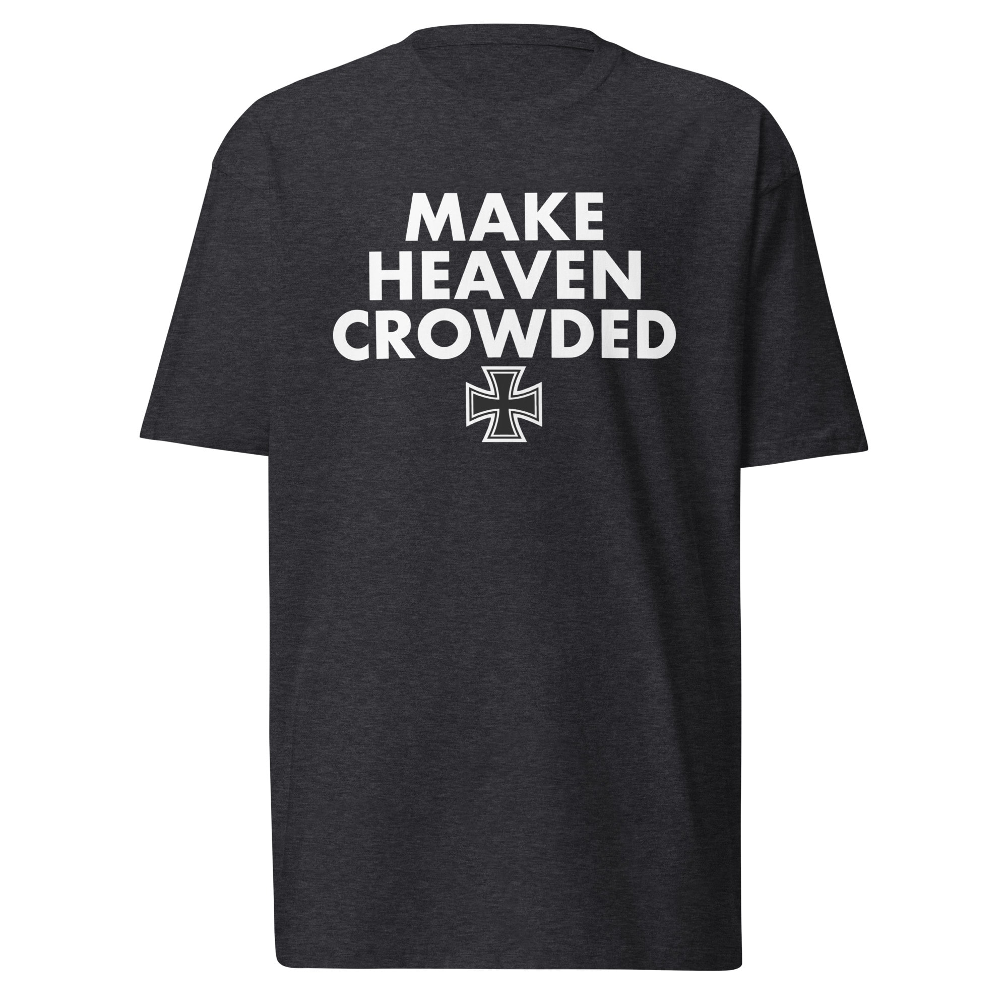 Make Heaven Crowded Iron Cross T-Shirt - Charcoal Heather