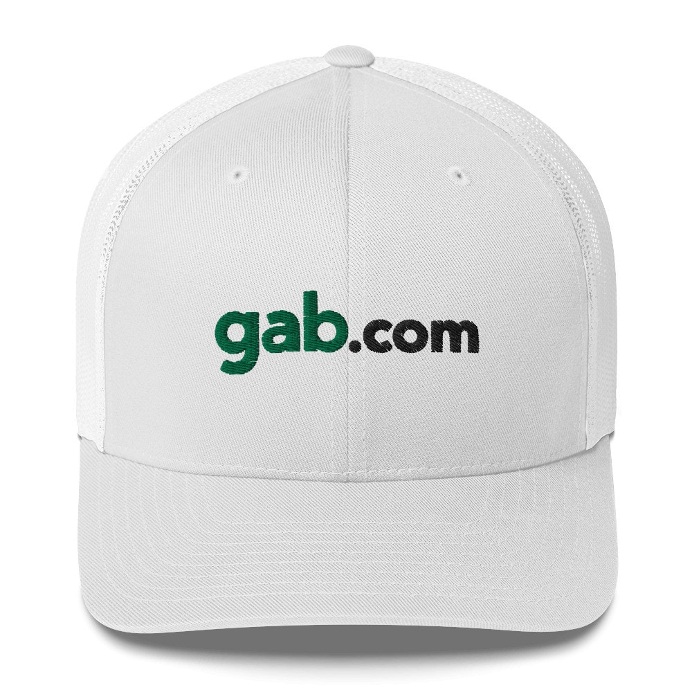 Green Gab.com Wordmark Trucker Hat - White