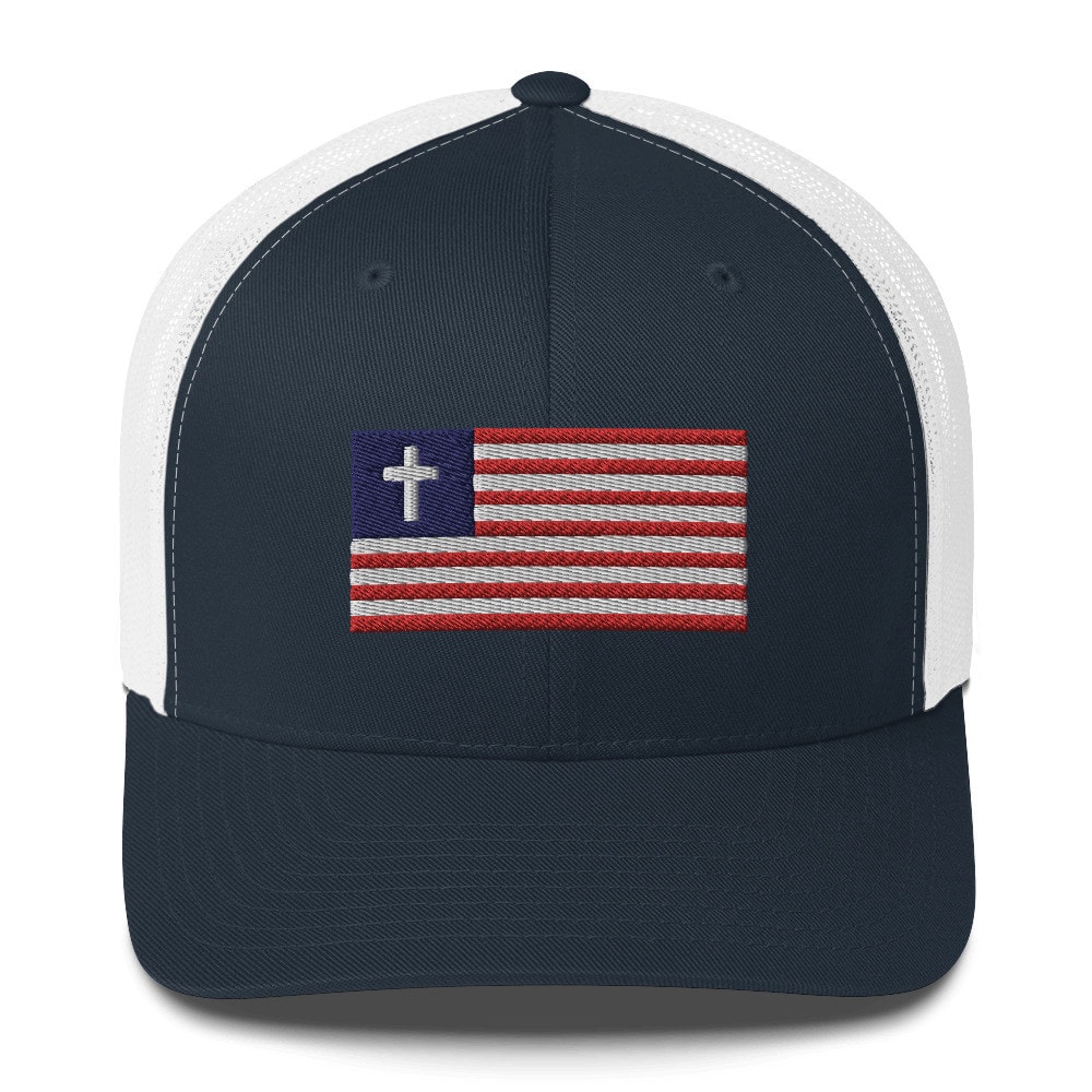 Christian Nationalist Flag Trucker Hat - Navy/ White