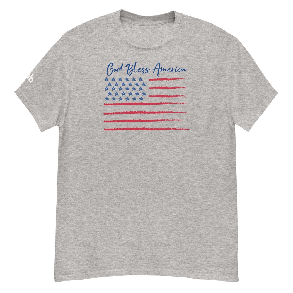 God Bless America Distressed Flag Men’s T-Shirt - Sport Grey
