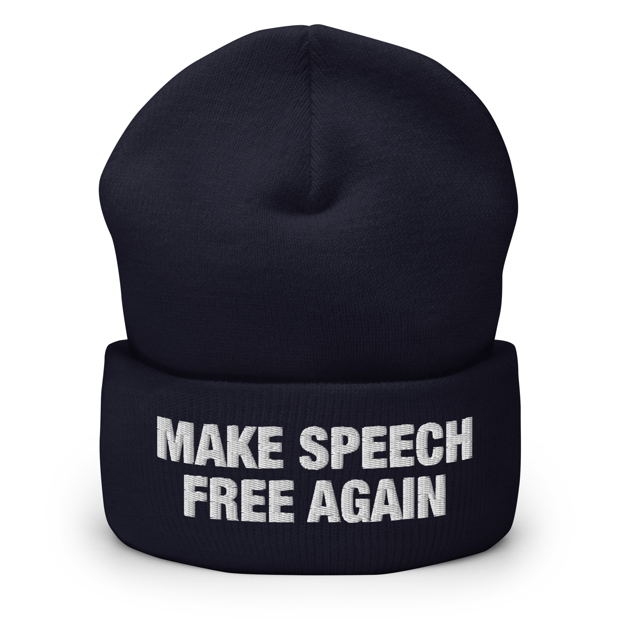Make Speech Free Again Wordmark Beanie - Navy