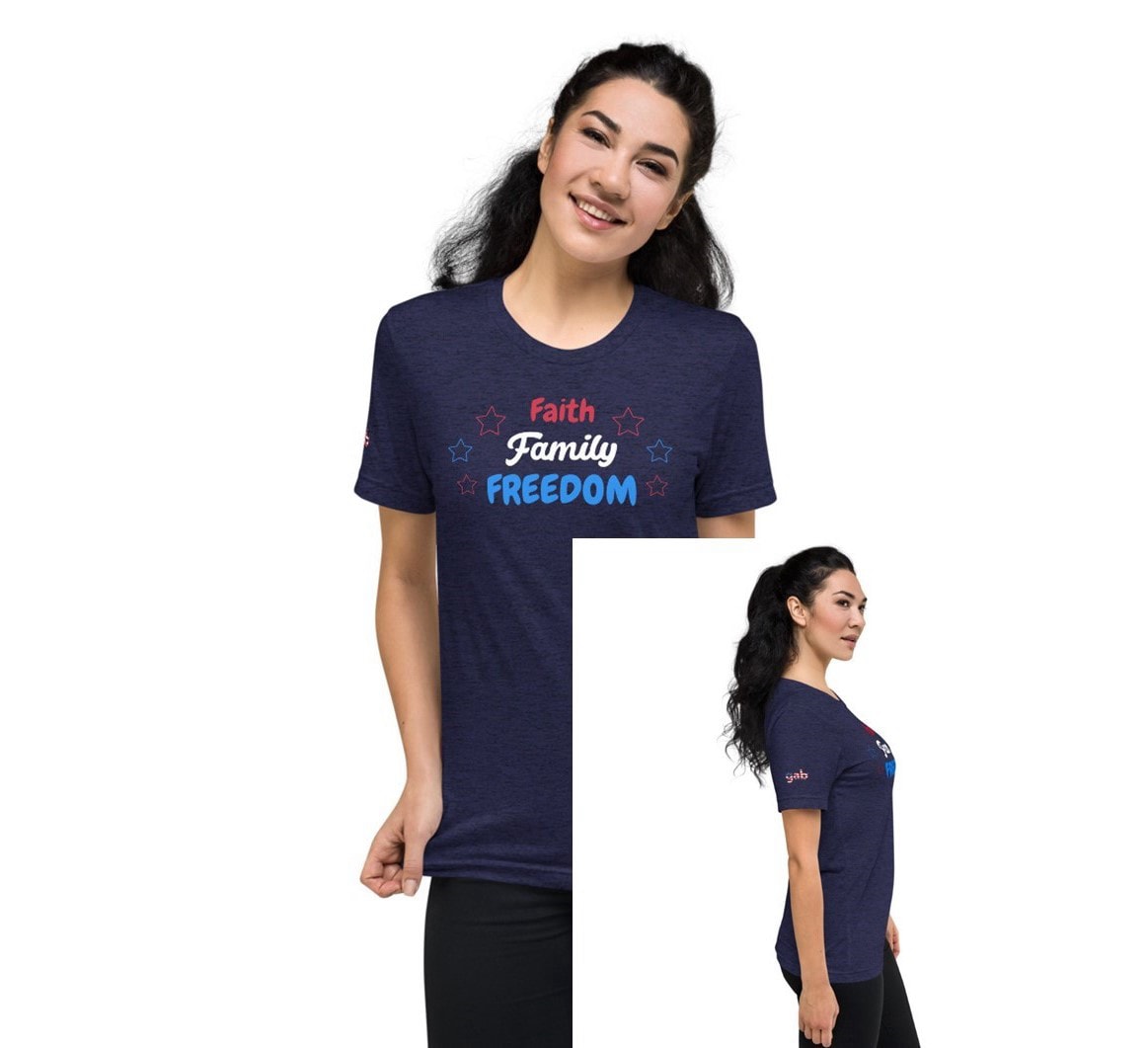 Faith Family Freedom Patriotic Stars Women’s T-Shirt