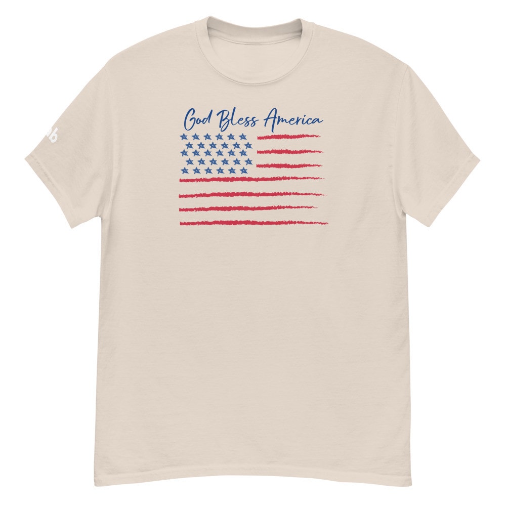 God Bless America Distressed Flag Men’s T-Shirt - Natural