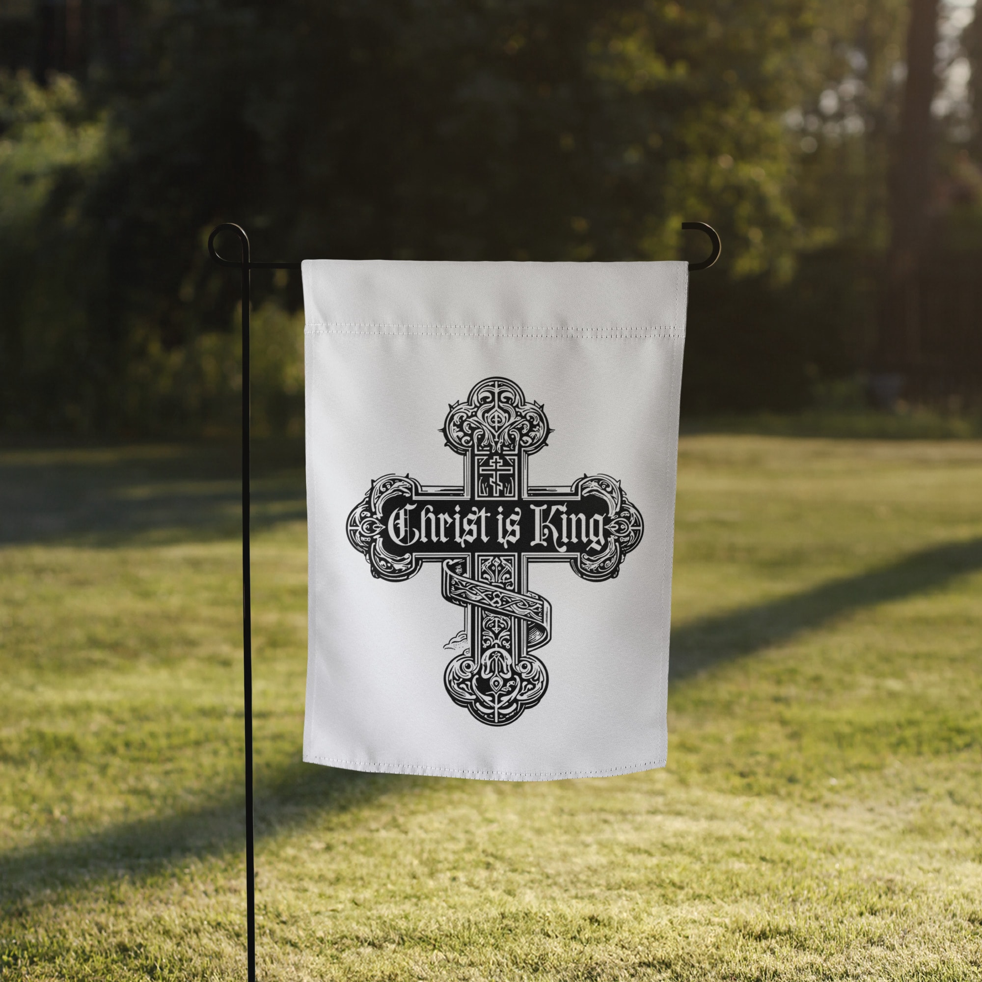 Christ Is King Ornate Cross Garden Flag