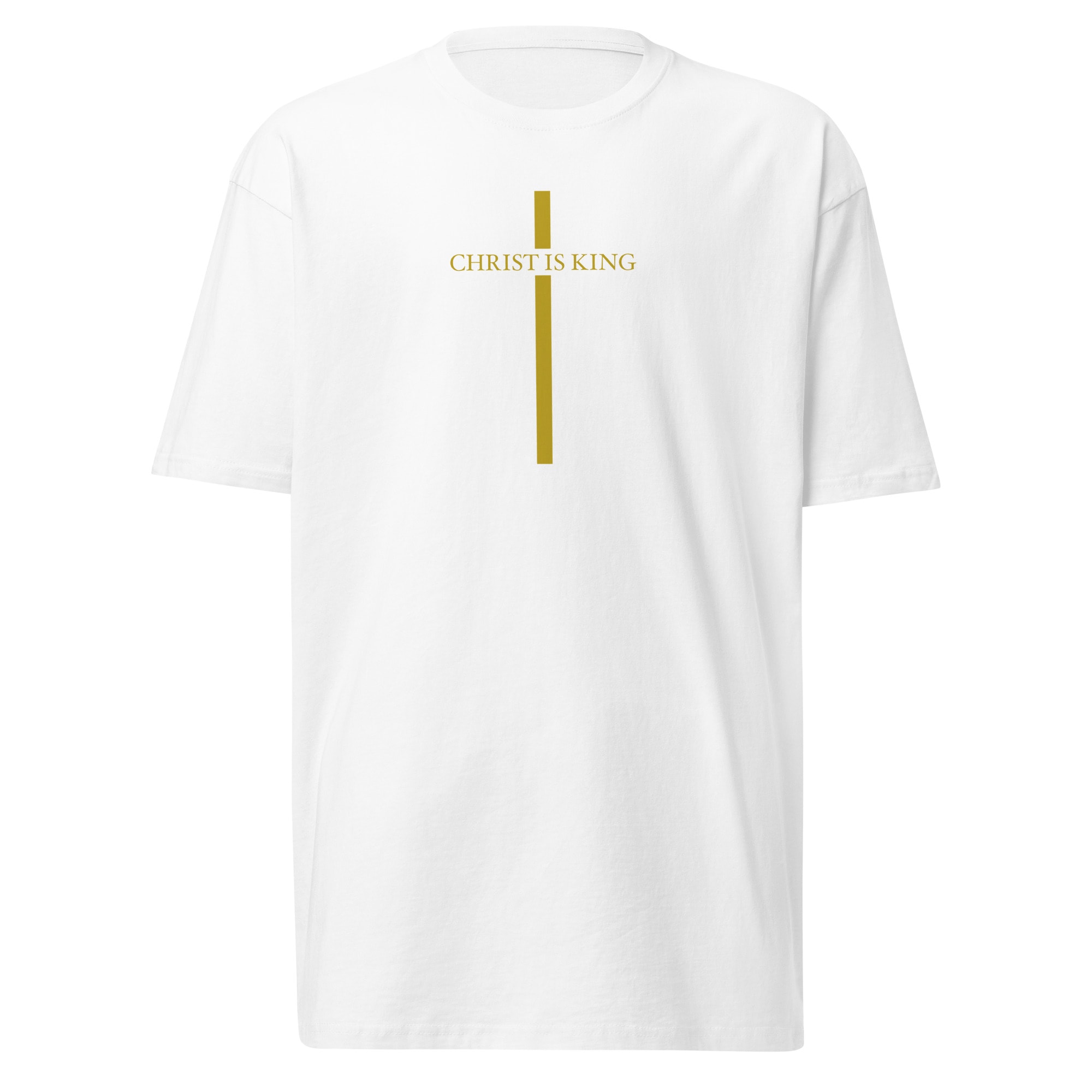 Christ Is King Gold Kingdom Cross T-Shirt - White