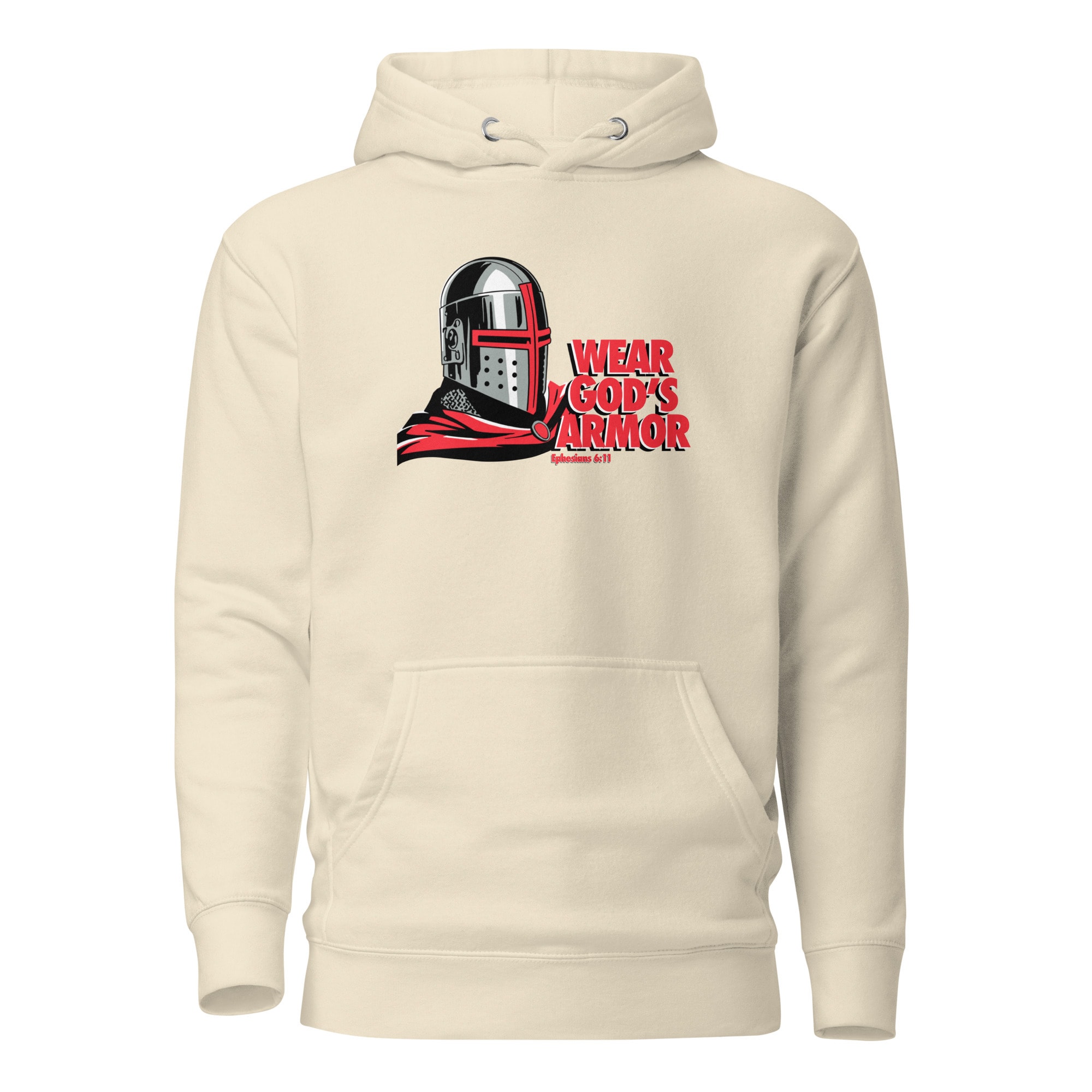 Wear God’s Armor Crusader Helmet Hoodie - Bone