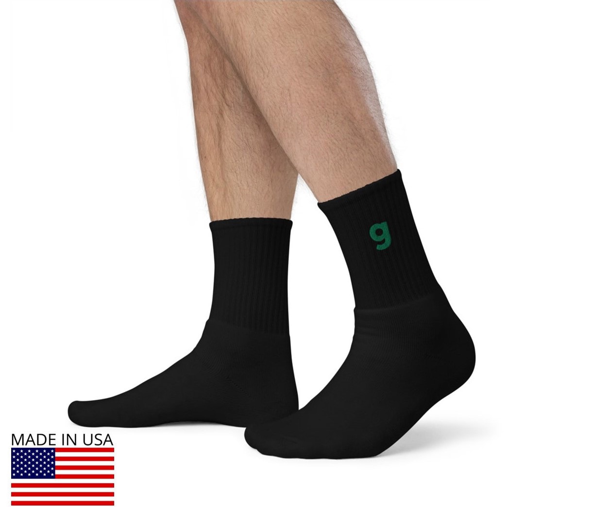 Green G Logo Embroidered Crew Socks
