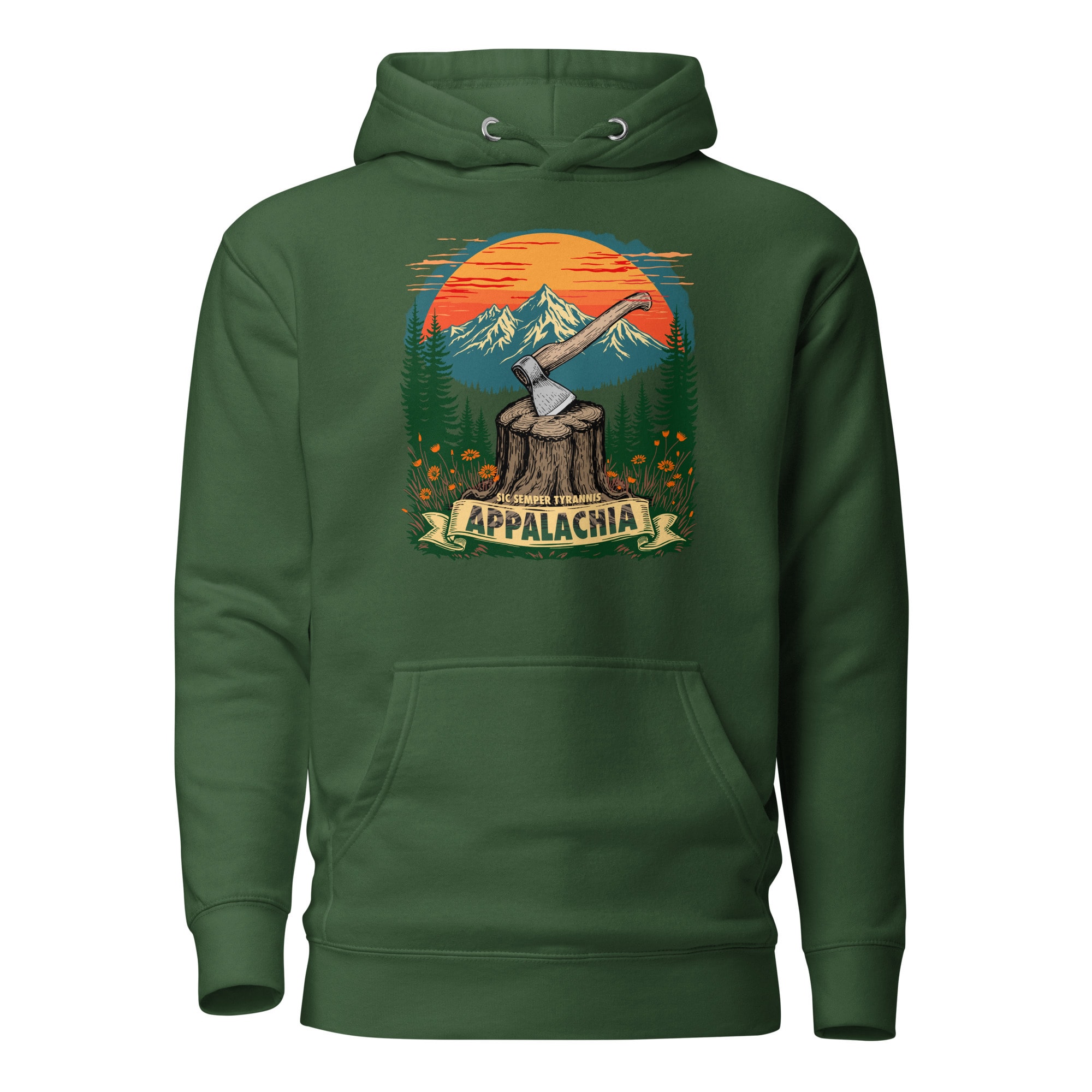 Appalachia Mountain Axe Hoodie - Forest Green
