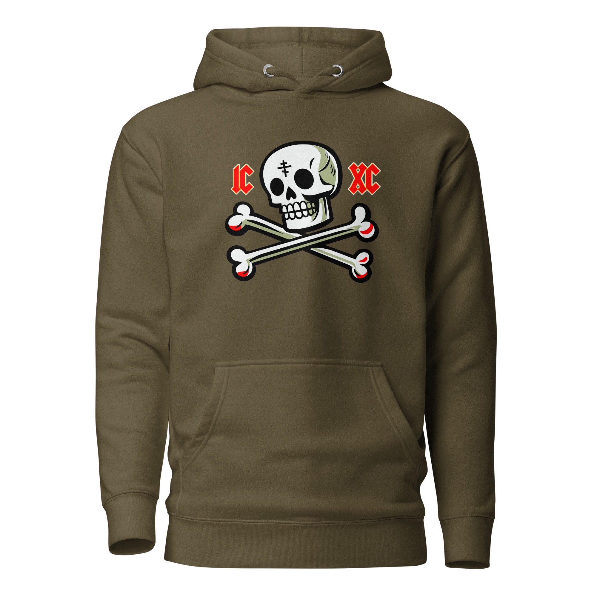 IC XC Skull & Crossbones Hoodie - Military Green