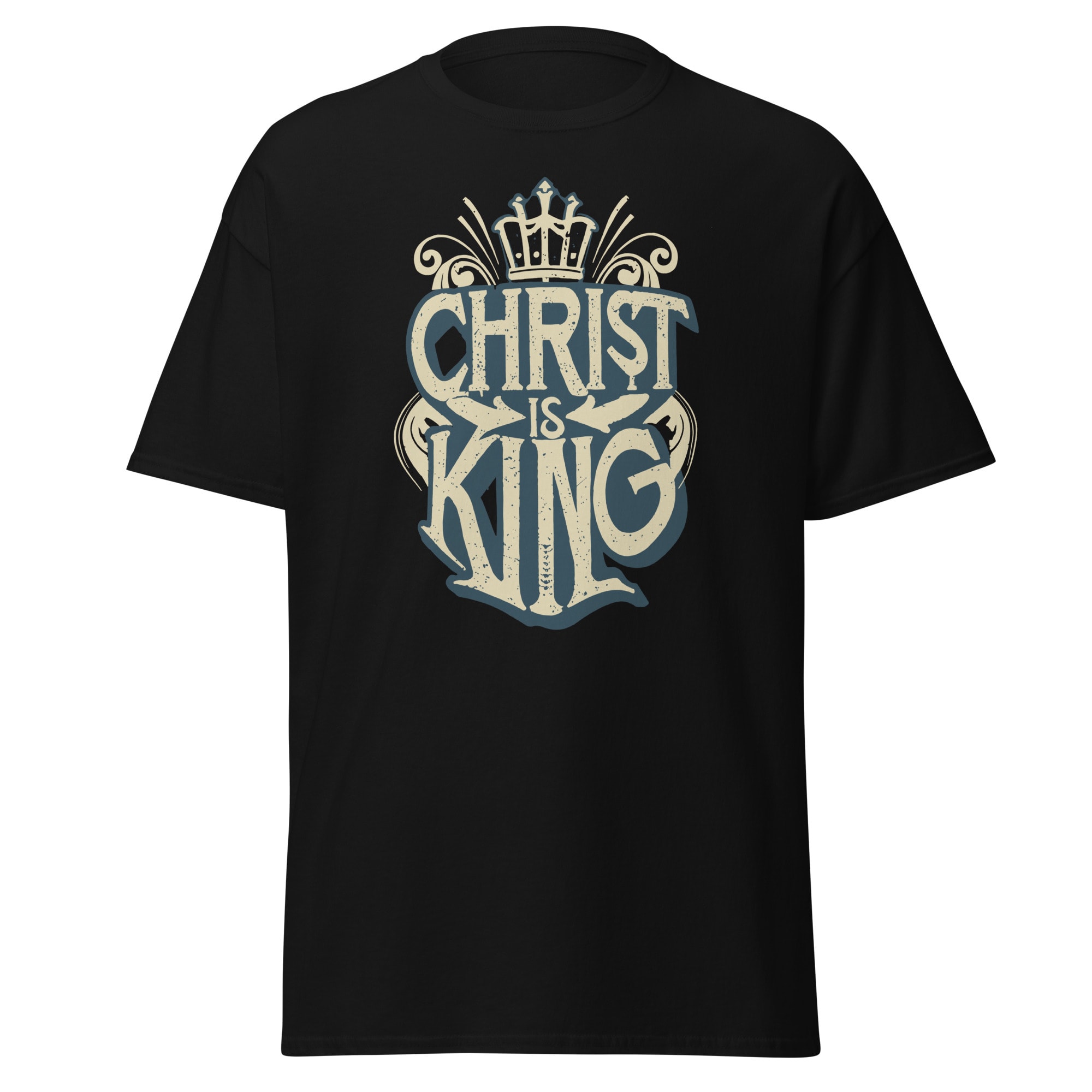 Christ Is King Crowned Vintage T-Shirt - Black