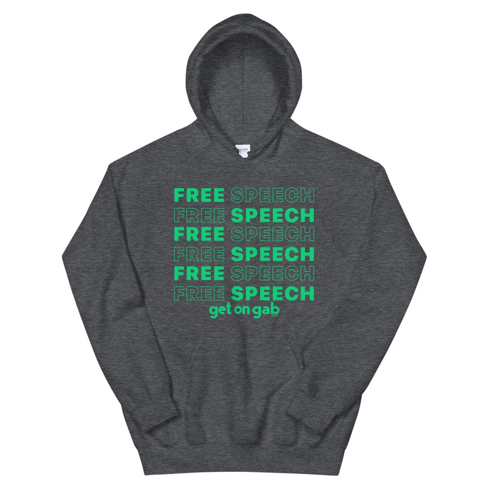 Free Speech Repeating Wordmark Hoodie - Dark Heather