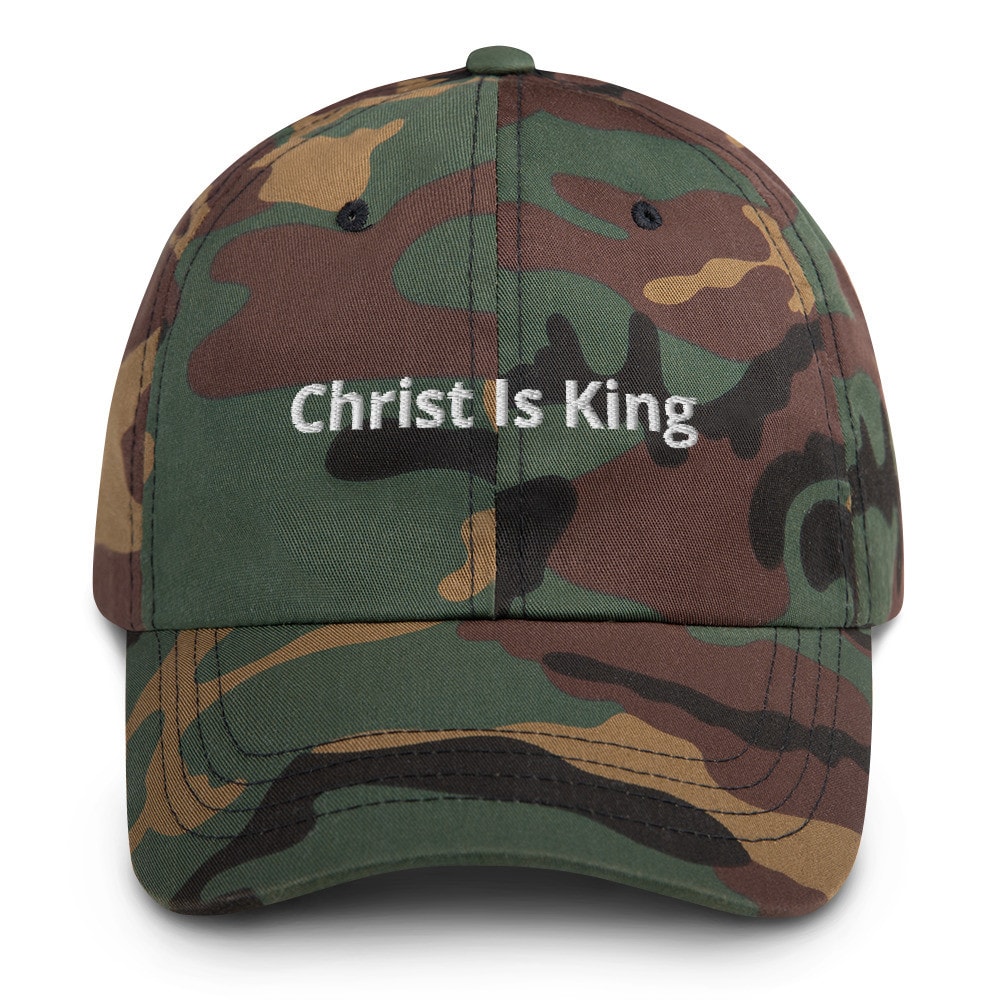 Christ Is King Classic Wordmark Dad Hat - Green Camo
