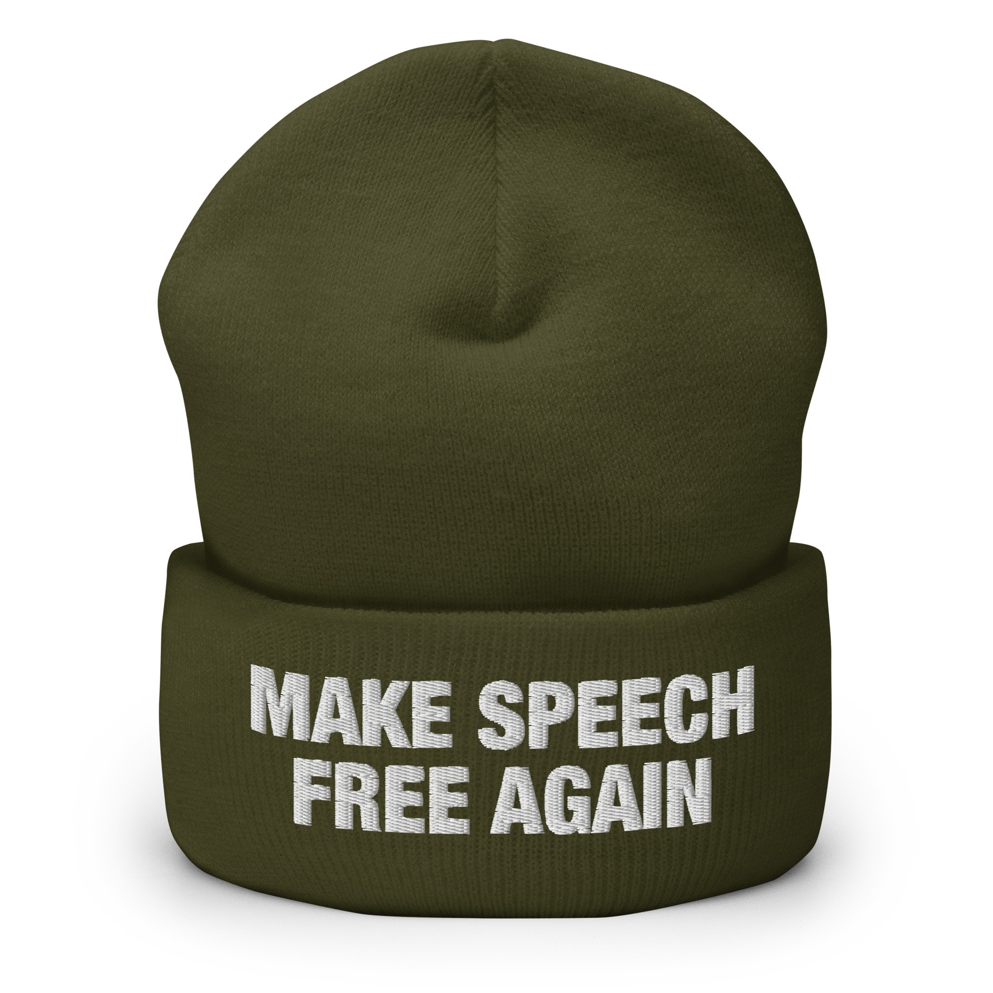 Make Speech Free Again Wordmark Beanie - Olive