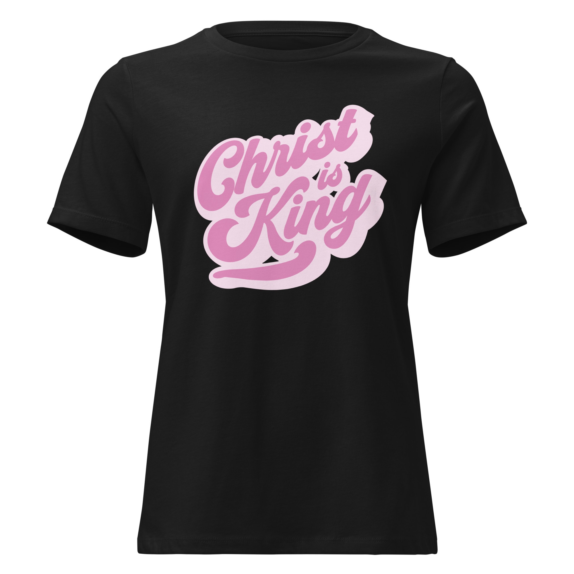 Christ Is King Retro Script Women’s T-Shirt - Black