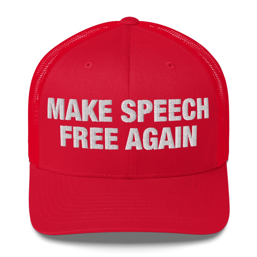 Make Speech Free Again Wordmark Trucker Hat - Red