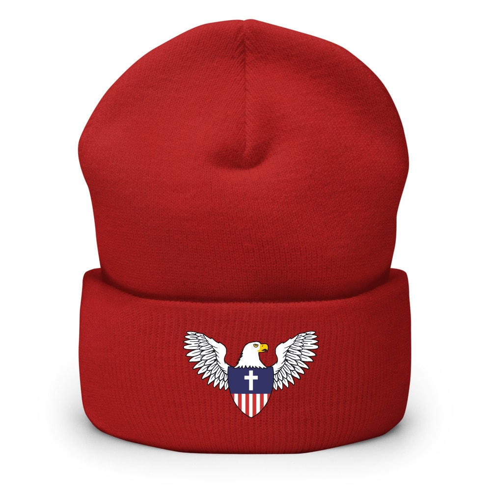 Christian Nationalist Eagle Shield Beanie - Red