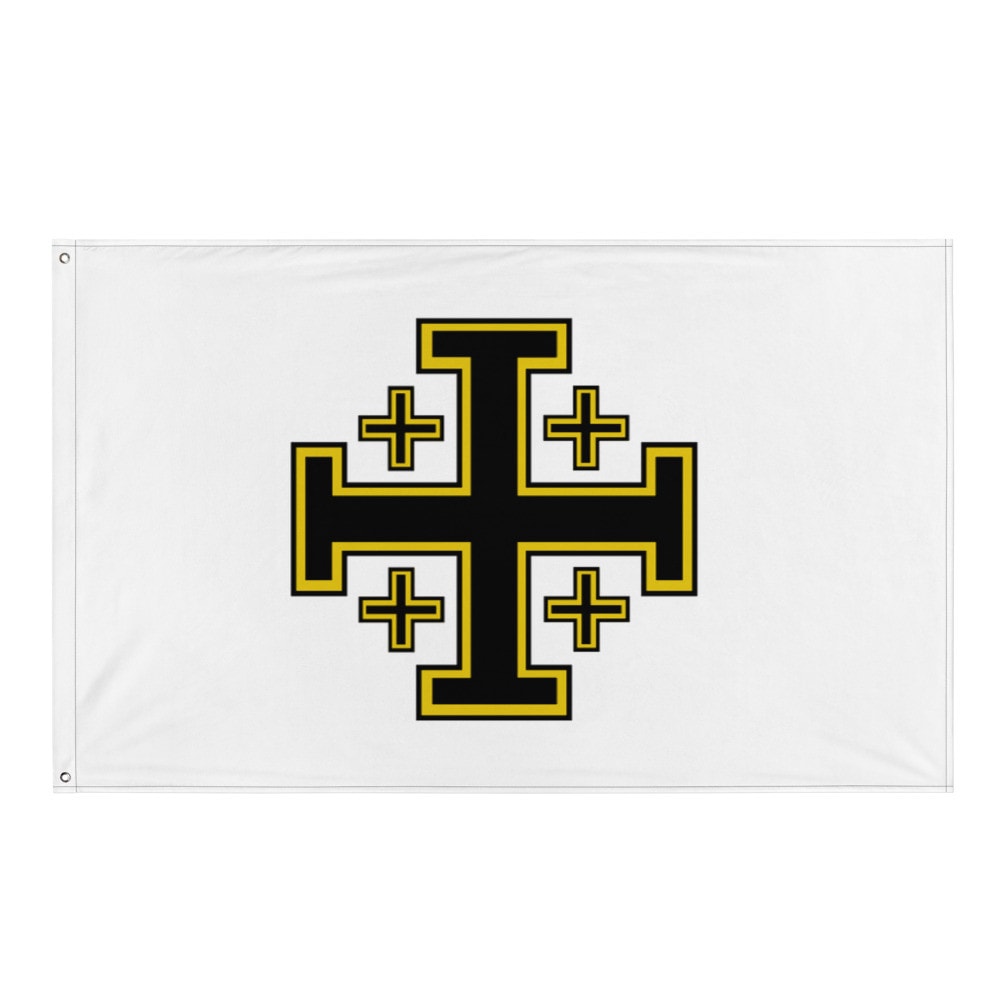 Gold Jerusalem Cross Flag