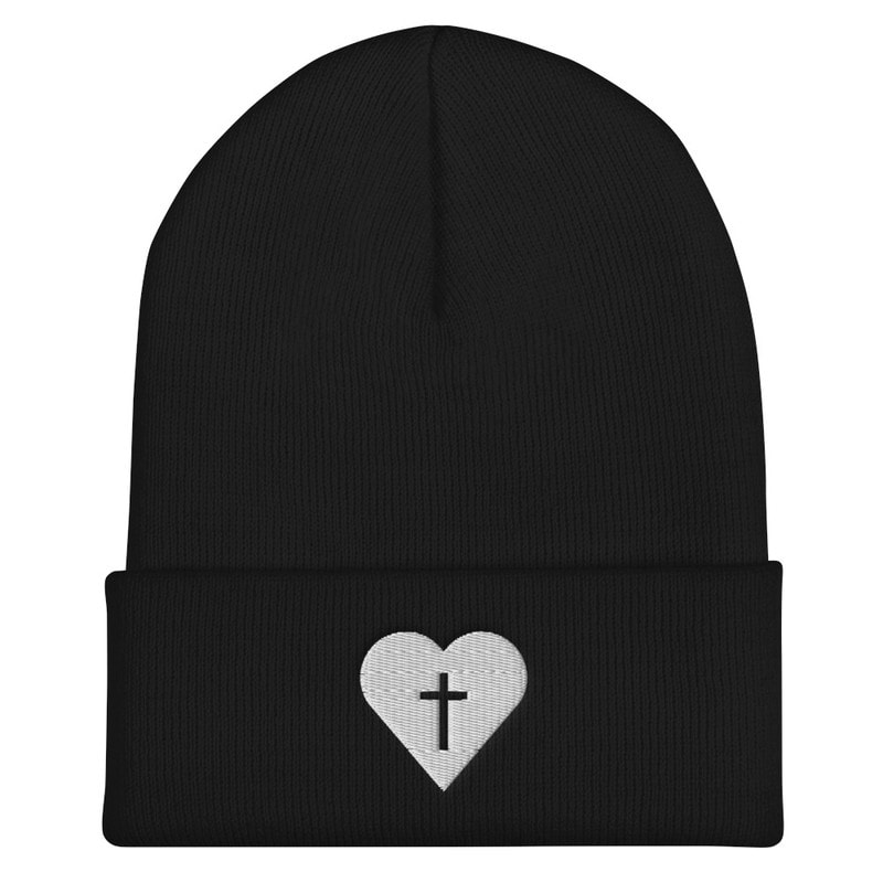 Heart & Cross Christian Beanie