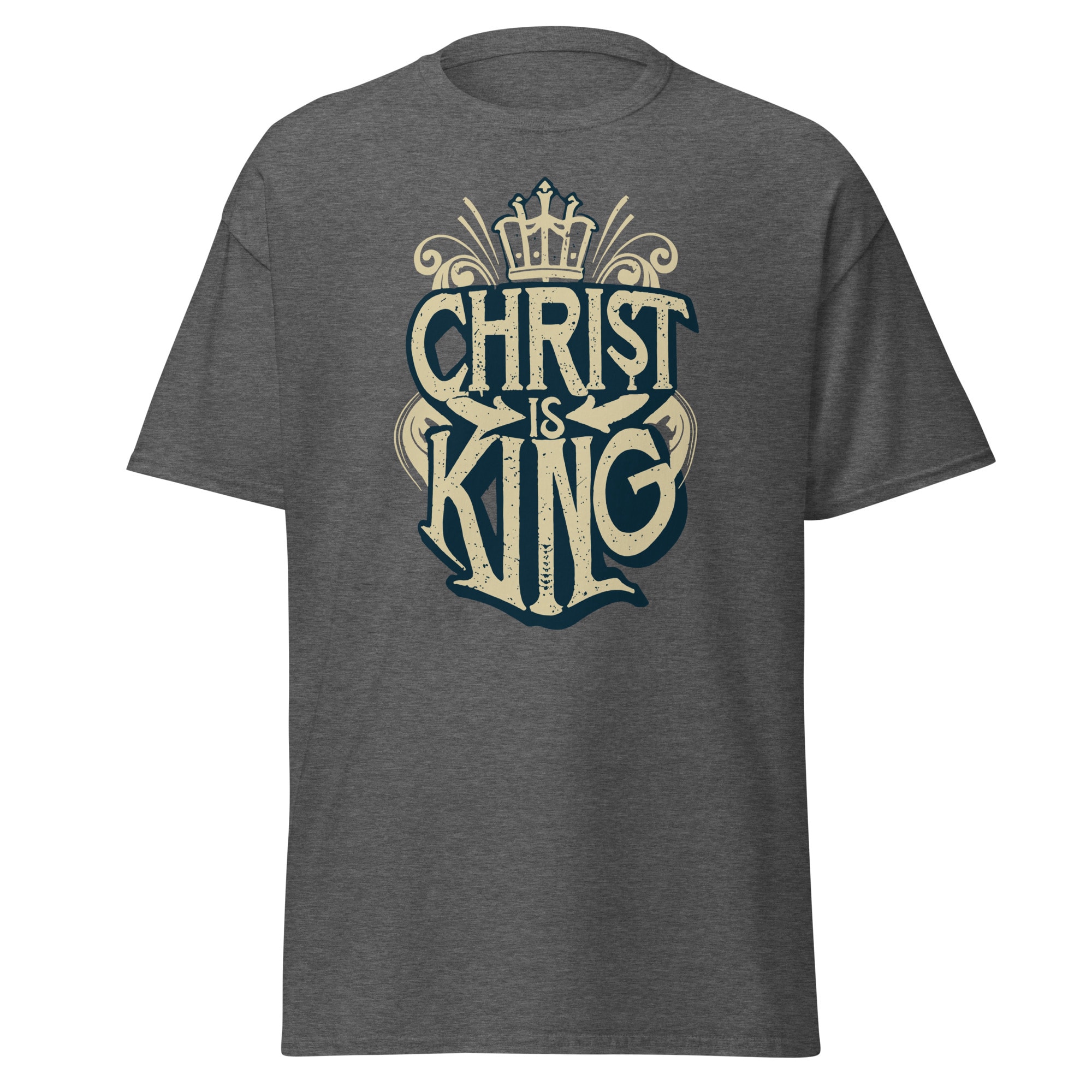Christ Is King Crowned Vintage T-Shirt - Dark Heather