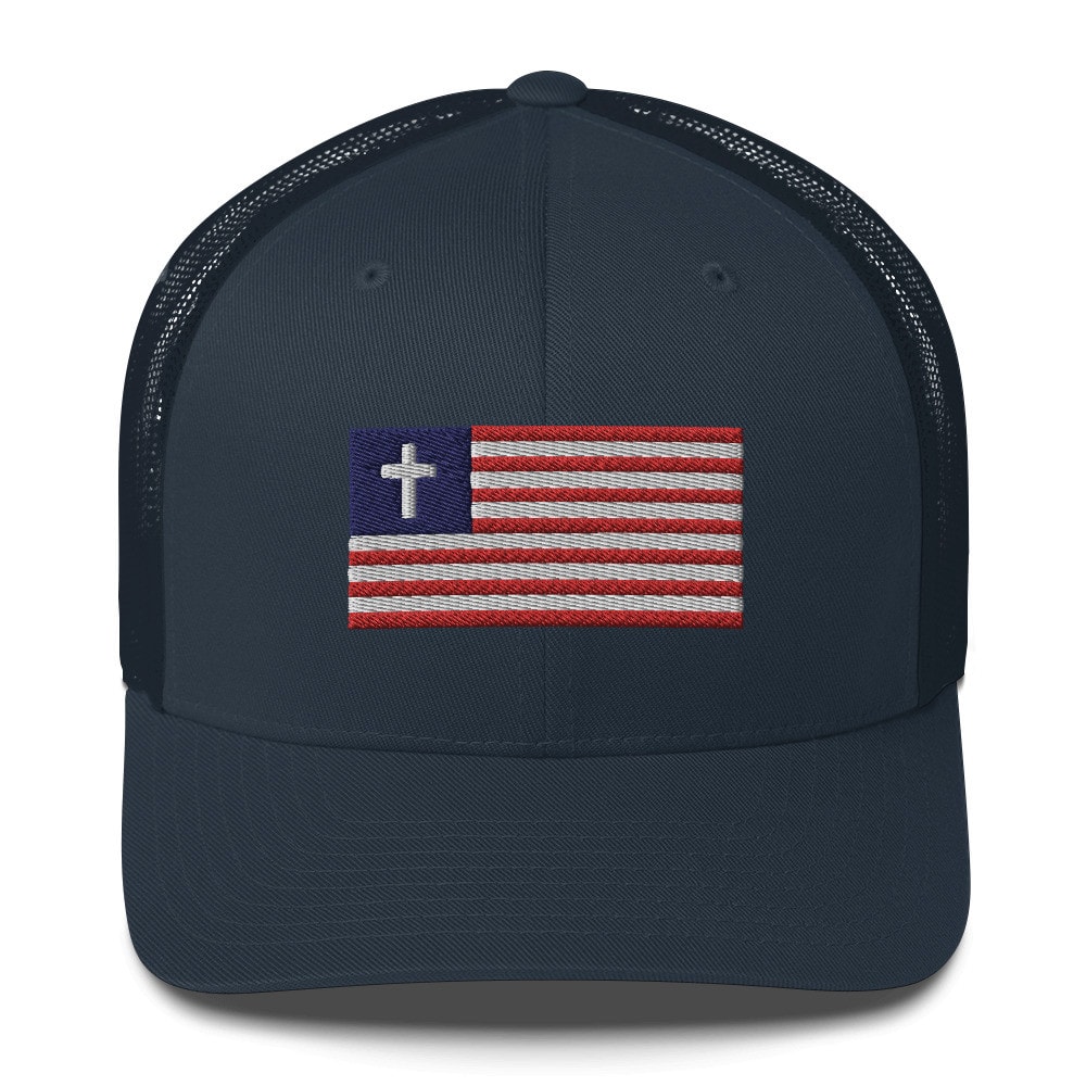 Christian Nationalist Flag Trucker Hat - Navy