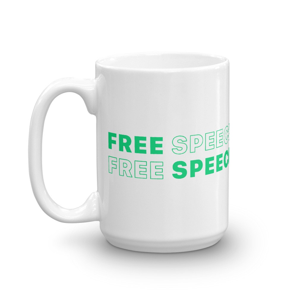 Free Speech Repeating Wordmark Mug - White