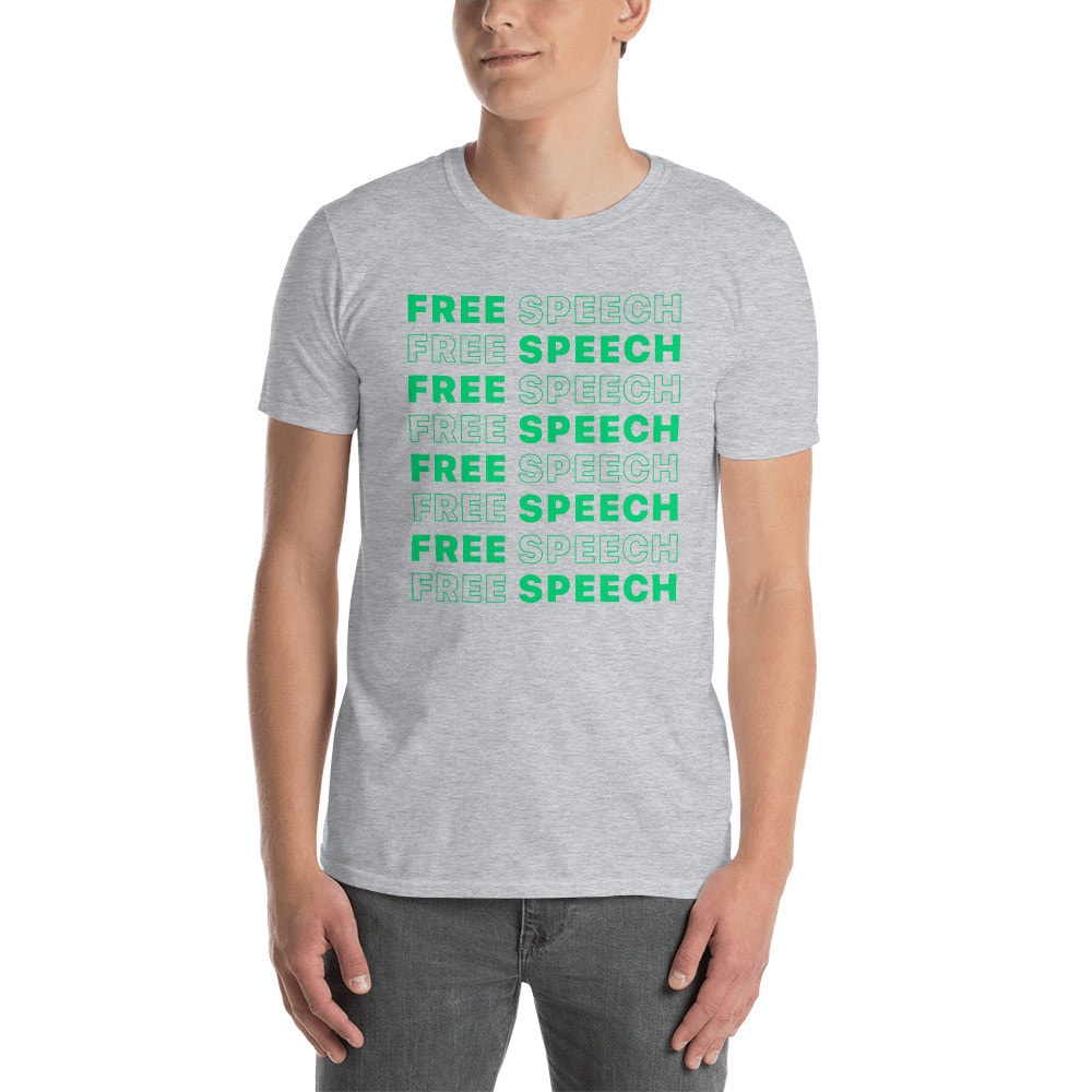 Free Speech Repeating Wordmark T-Shirt - Sport Grey