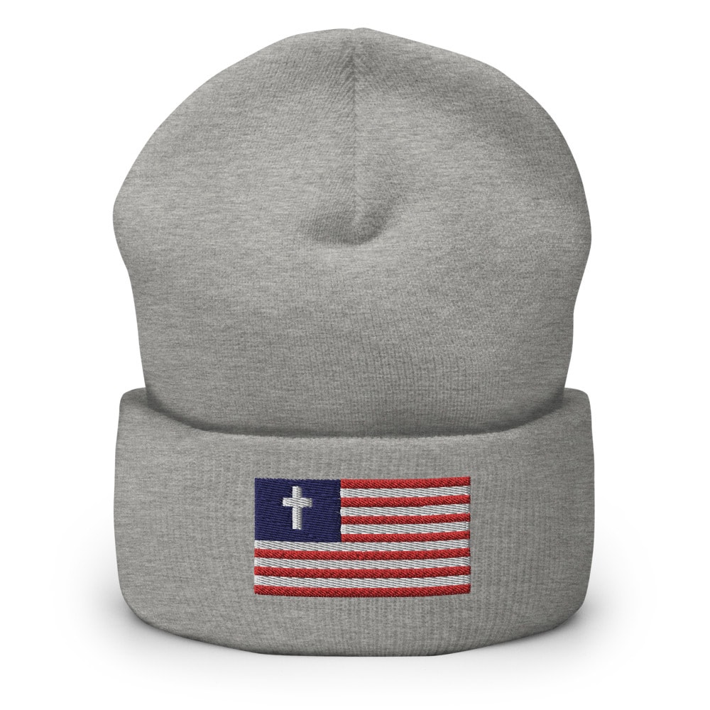 Christian Nationalist Flag Beanie - Heather Grey