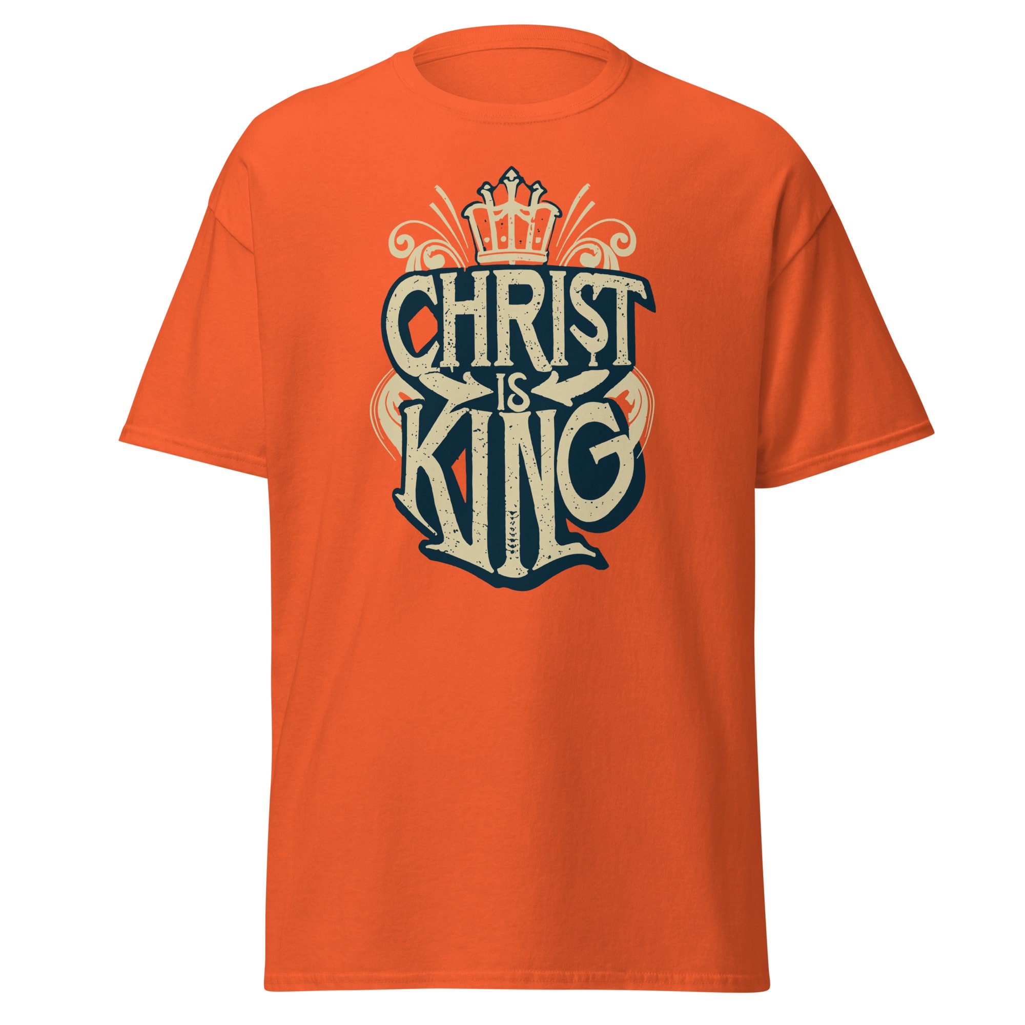 Christ Is King Crowned Vintage T-Shirt - Orange