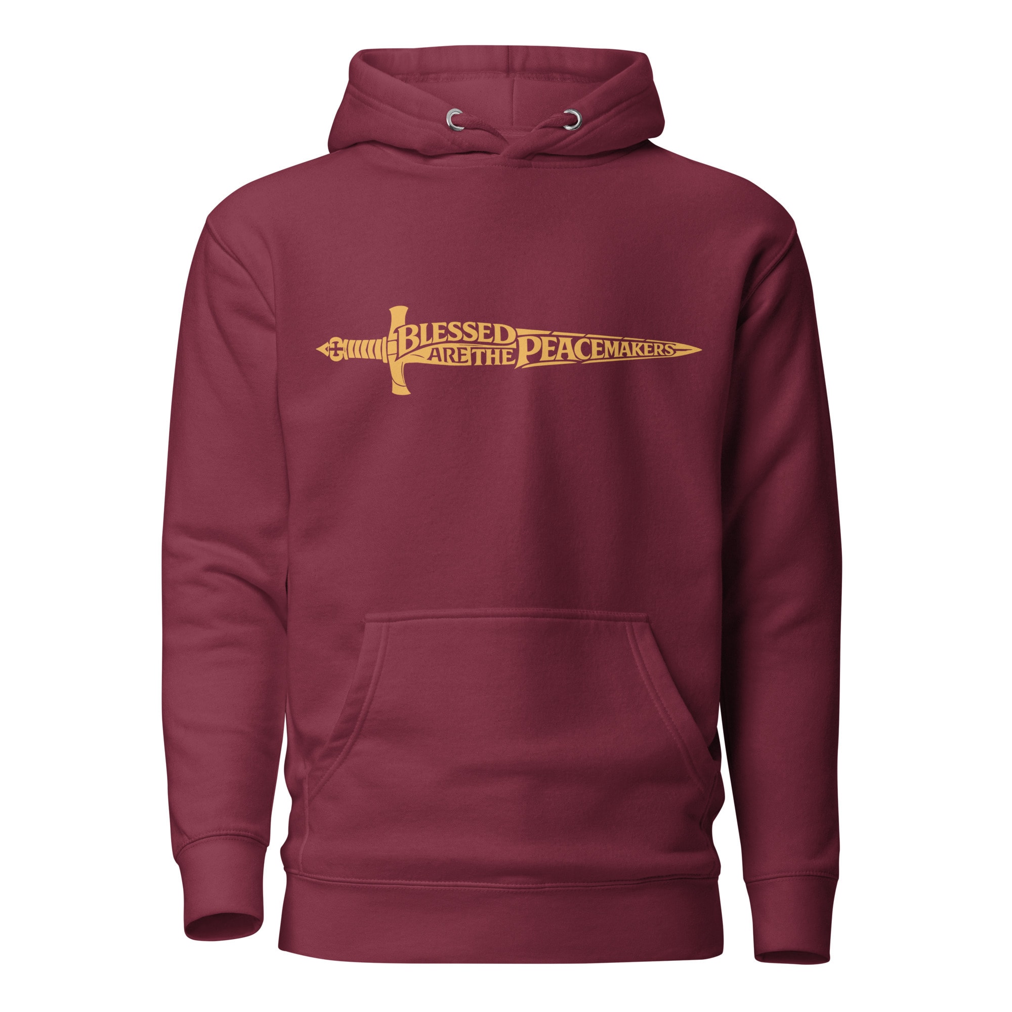 Blessed Are the Peacemakers Sword Hoodie - Maroon