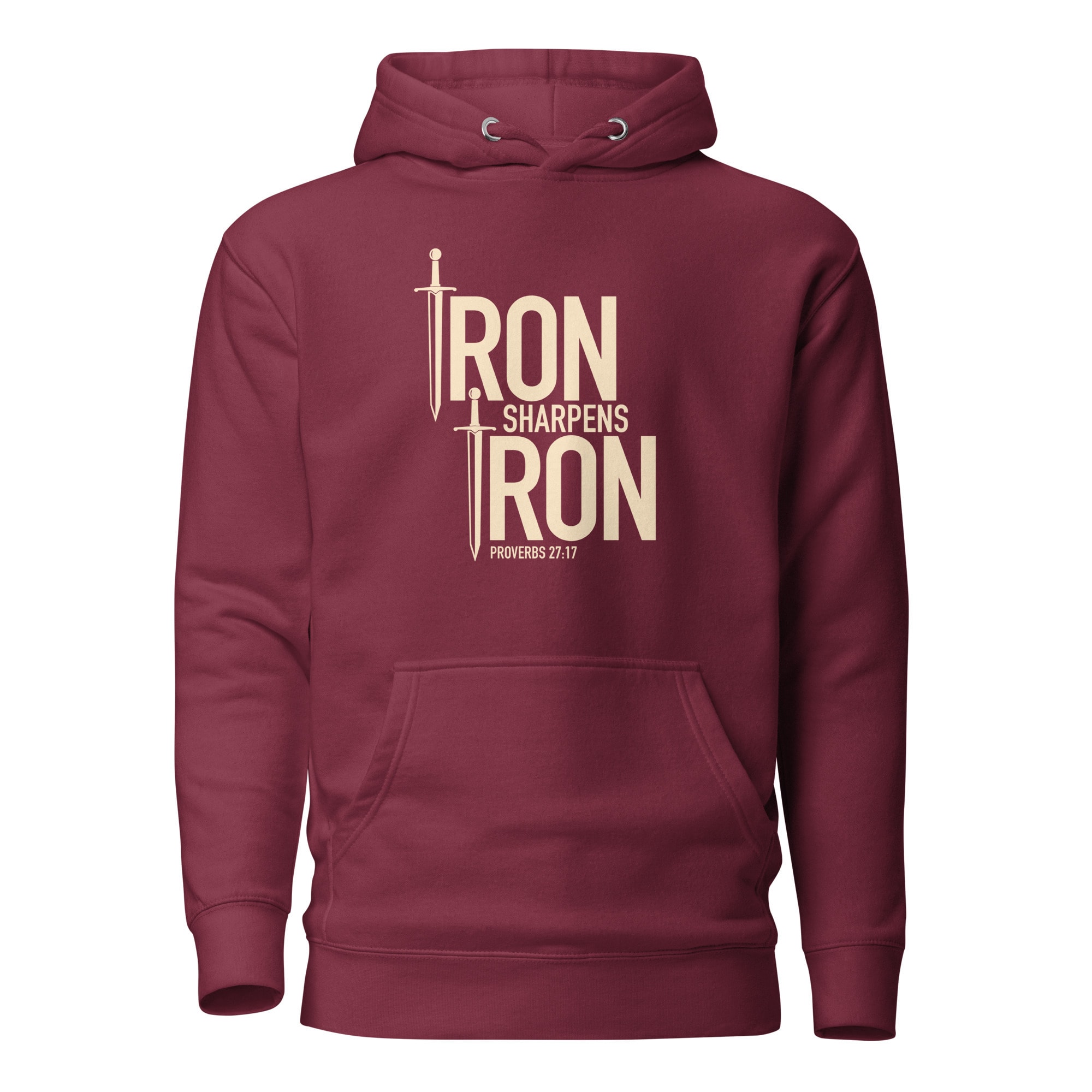 Iron Sharpens Iron Twin Swords Hoodie - Maroon