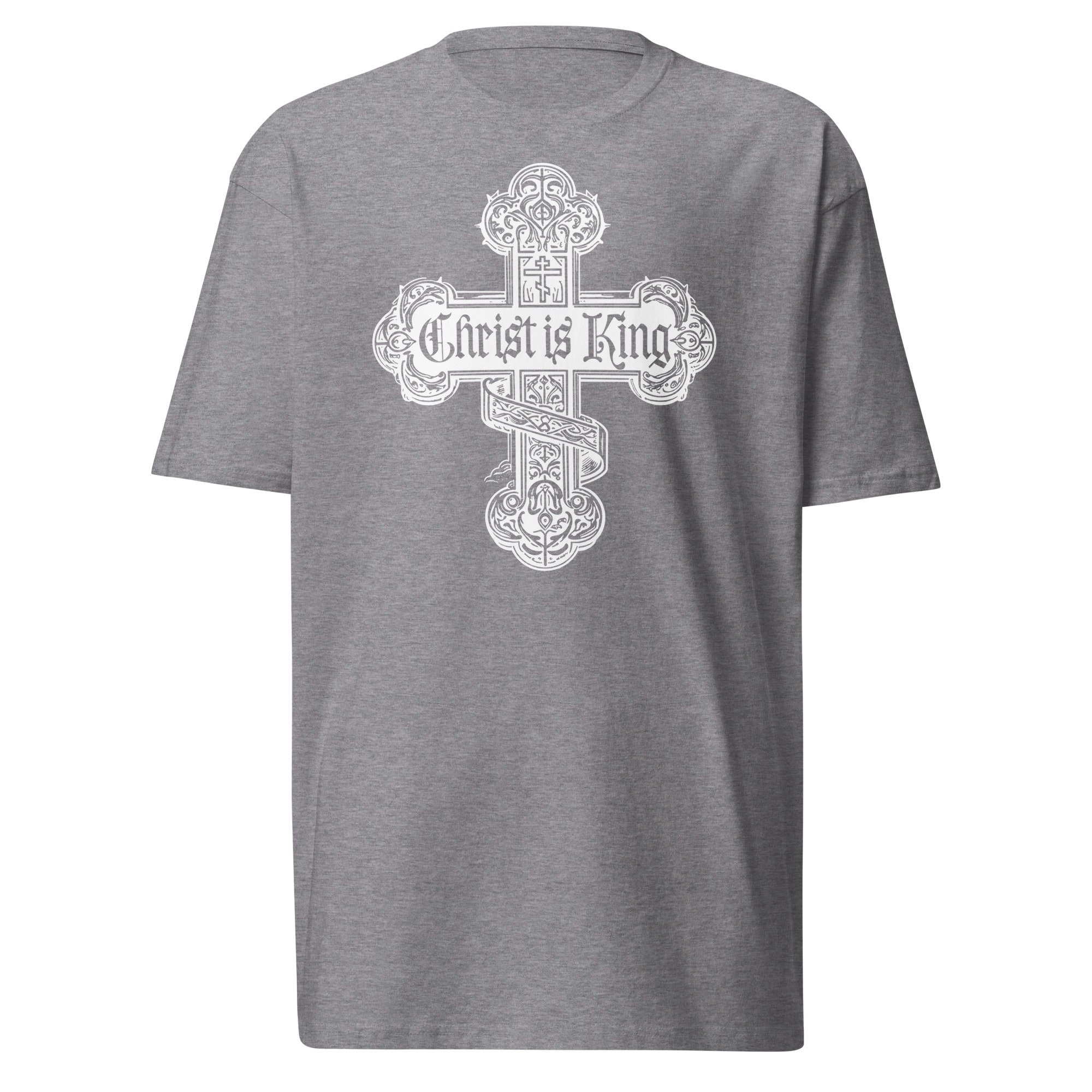 Christ Is King Ornate Cross T-Shirt - Carbon Grey