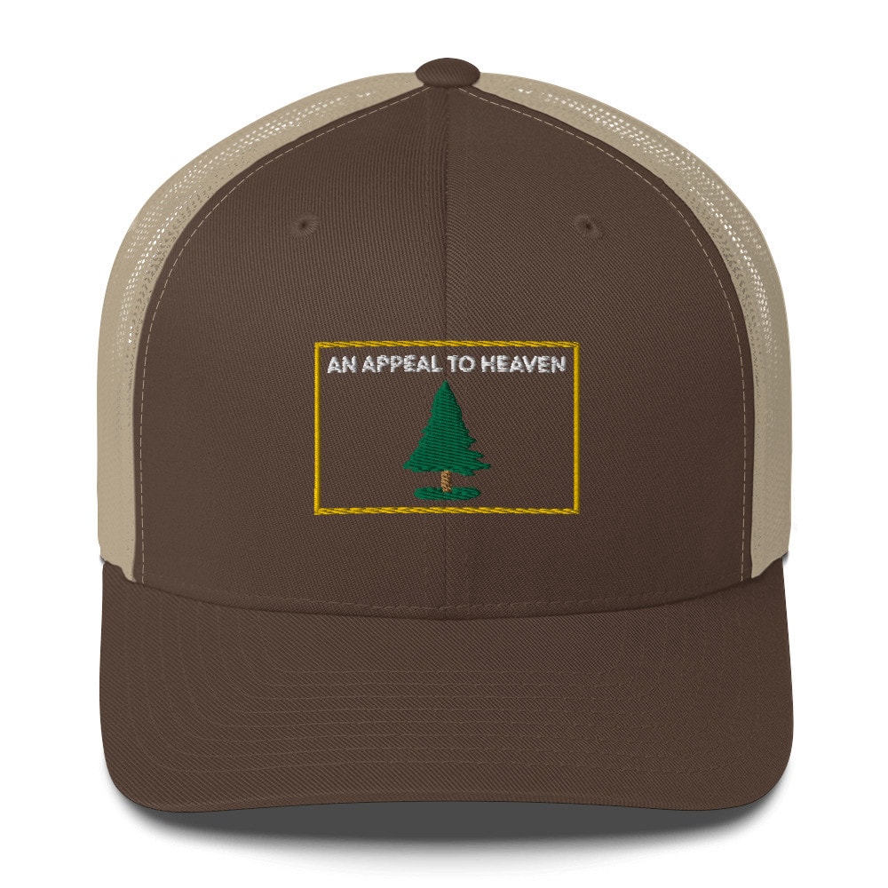 An Appeal to Heaven Bordered Pine Trucker Hat - Brown/ Khaki