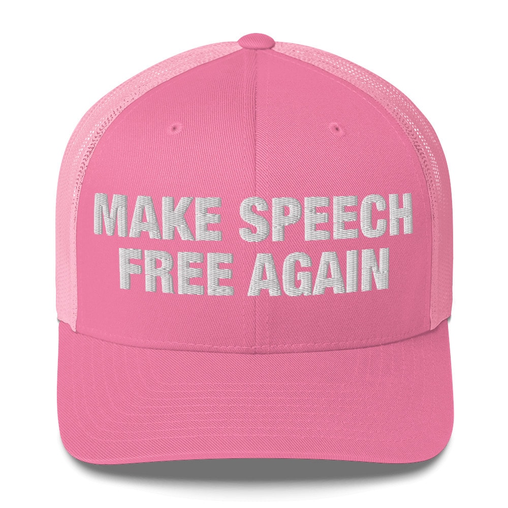 Make Speech Free Again Wordmark Trucker Hat - Pink