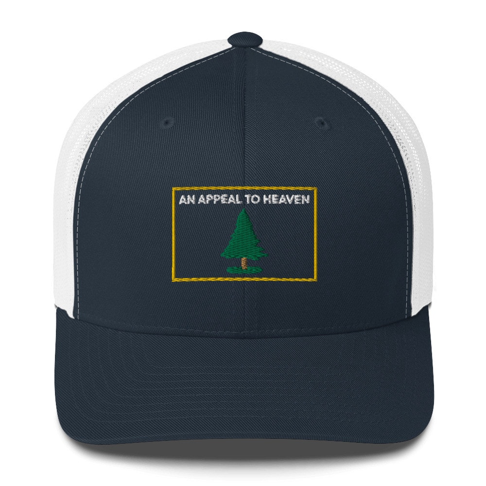 An Appeal to Heaven Bordered Pine Trucker Hat - Navy/ White