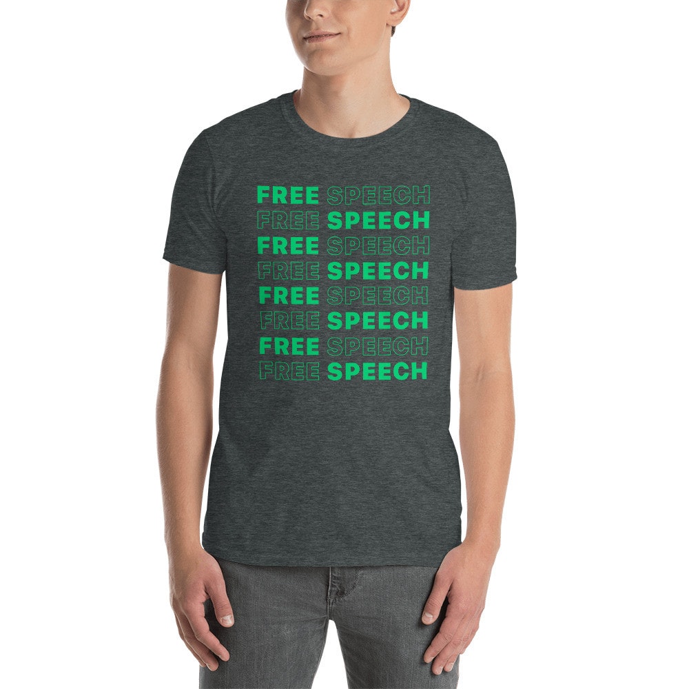 Free Speech Repeating Wordmark T-Shirt - Dark Heather
