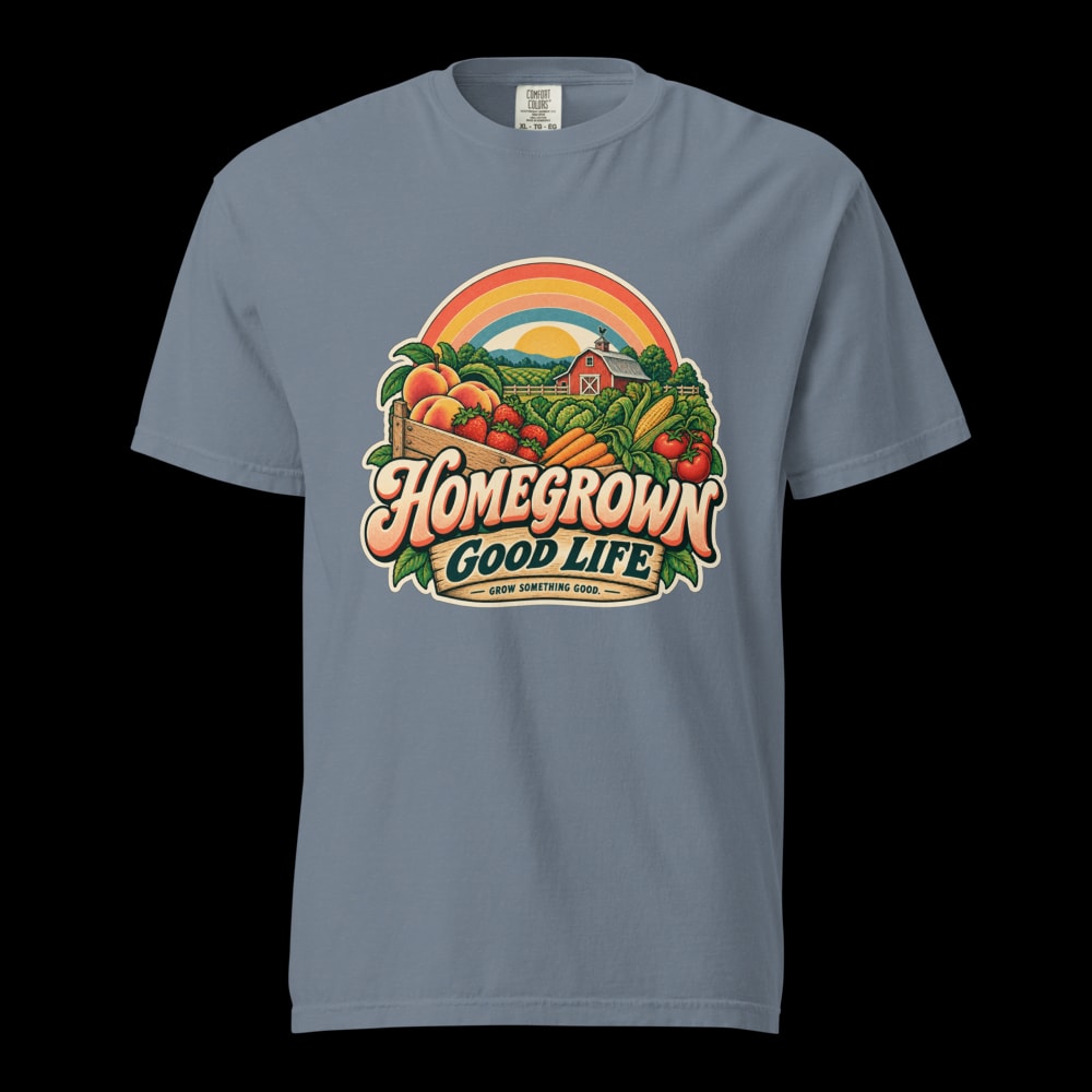 Homegrown Good Life 80s T-Shirt - Blue Jean - front