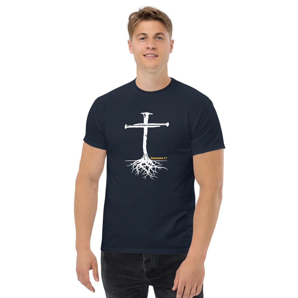 Colossians 2:7 Nail Cross Men’s T-Shirt