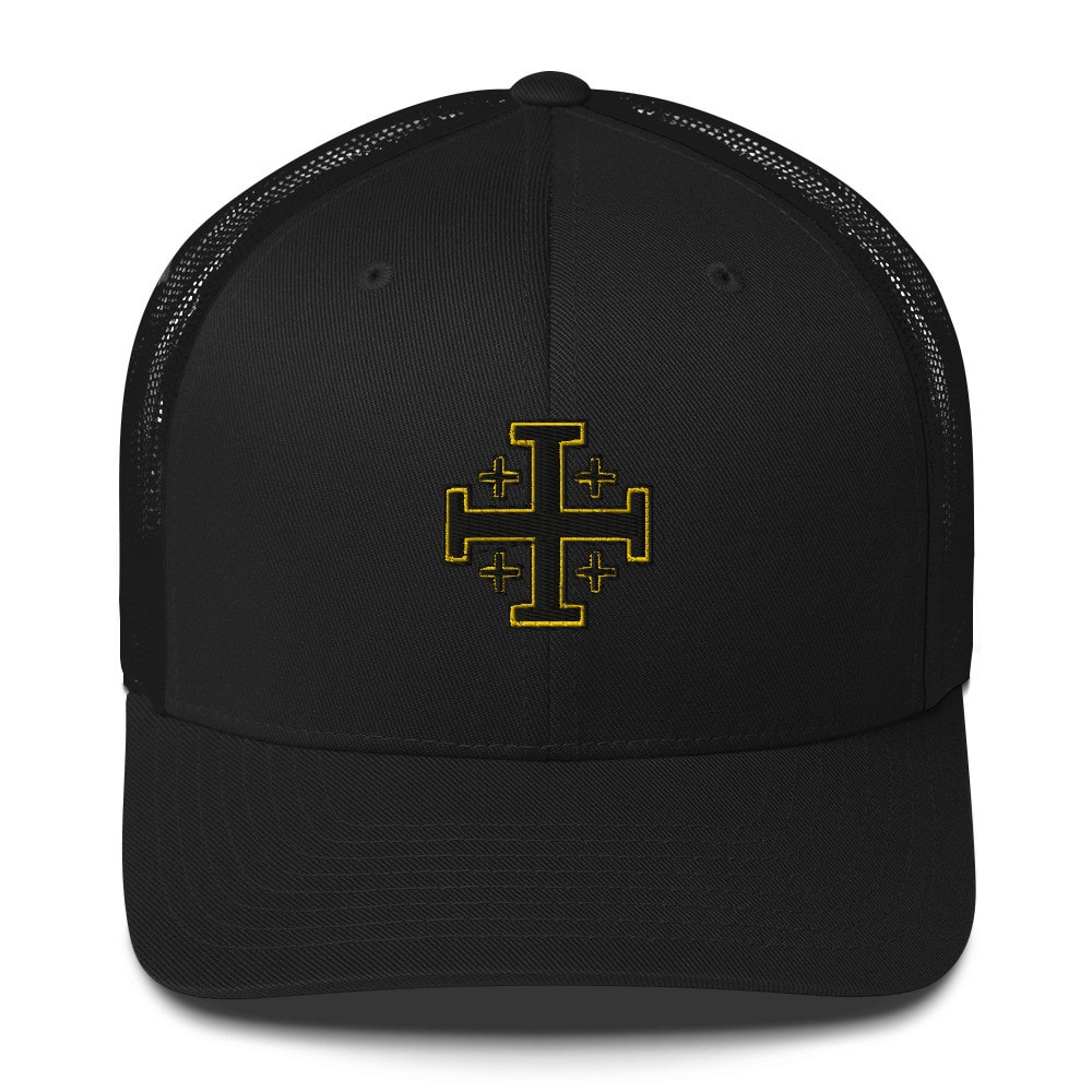 Gold Jerusalem Cross Trucker Hat
