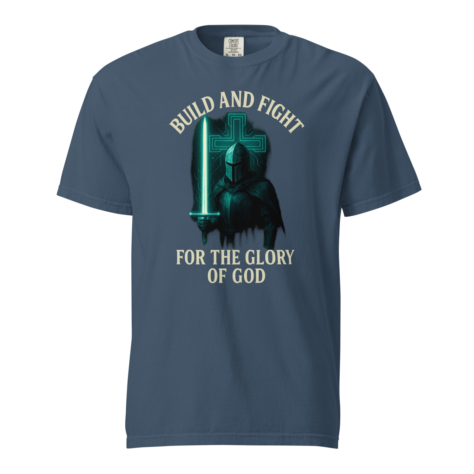 Build and Fight Neon Crusader T-Shirt - Midnight