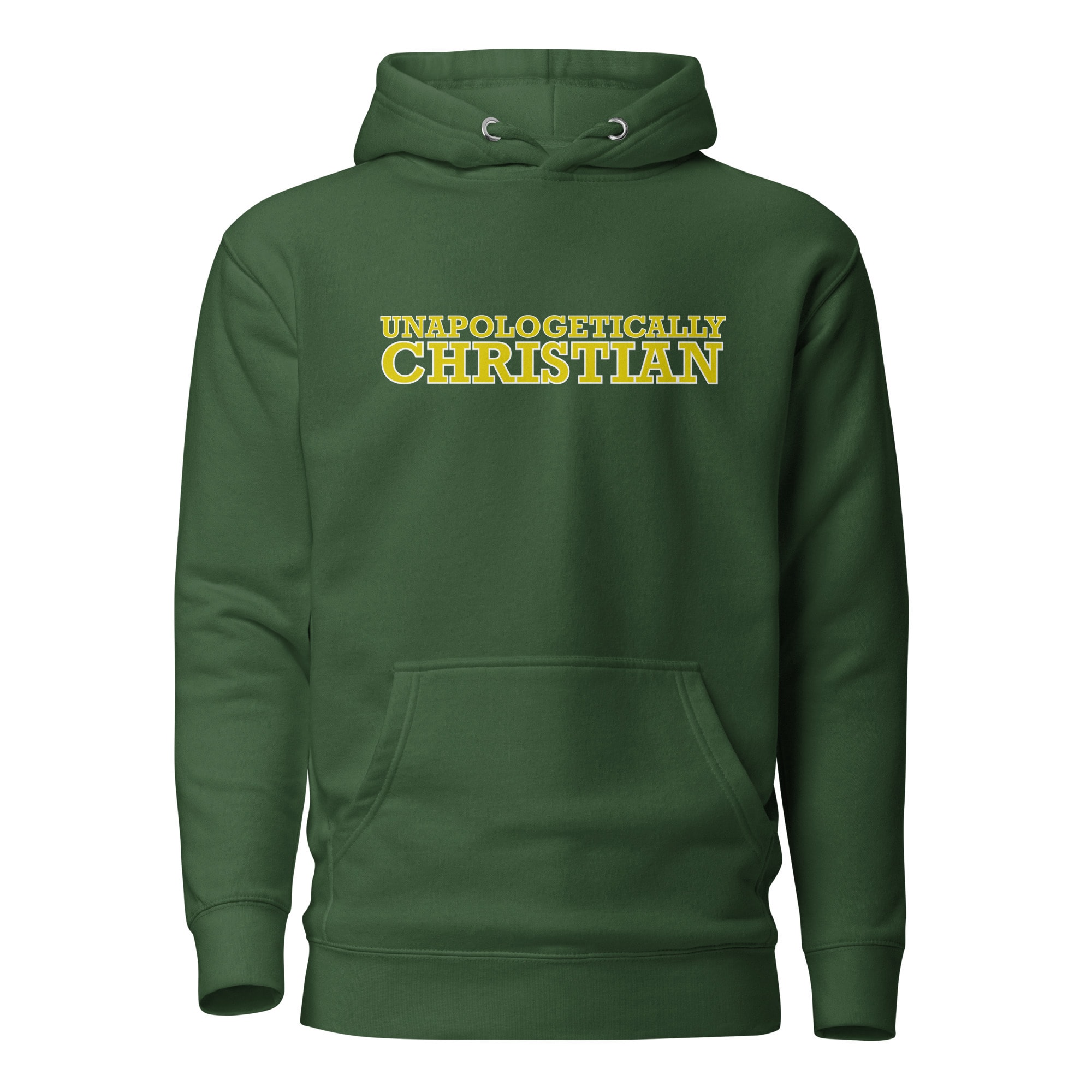 Unapologetically Christian Collegiate Hoodie - Forest Green