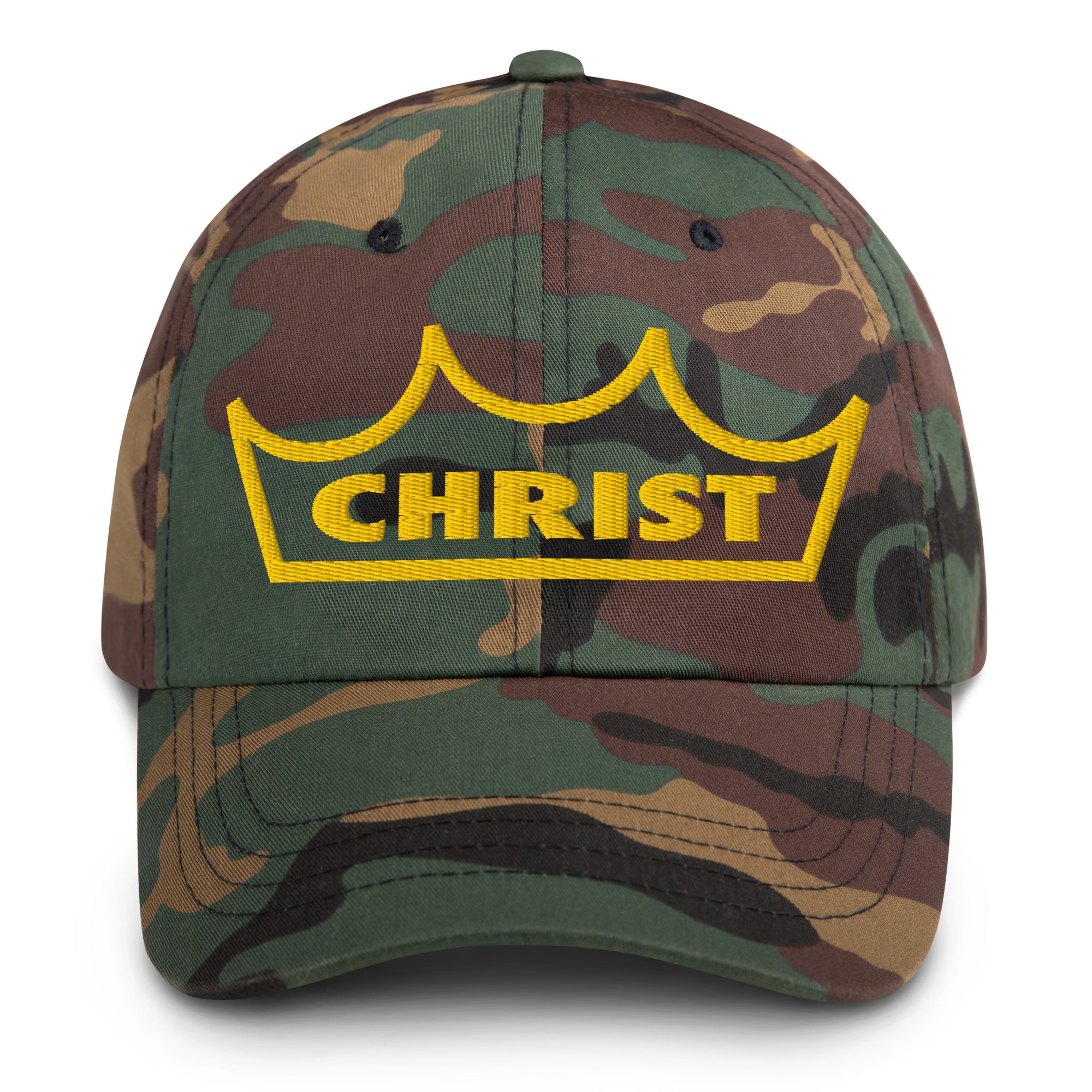 Christ Crown Wordmark Dad Hat - Green Camo