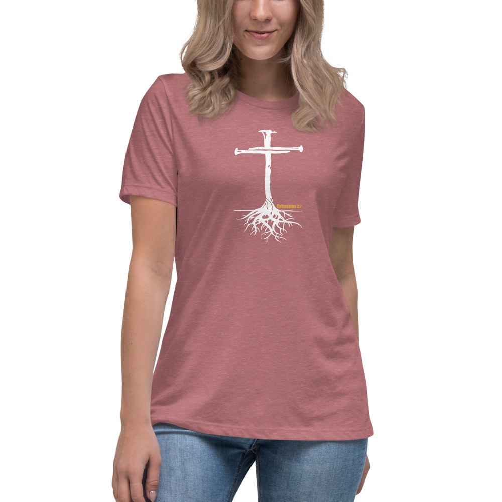 Colossians 2:7 Nail Cross Women’s T-Shirt - Heather Mauve
