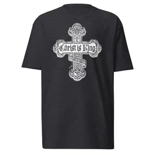 Christ is King Cross T-Shirt - Charcoal Heather