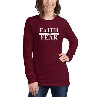 Faith over Fear Long Sleeve Women's T-Shirt - Red