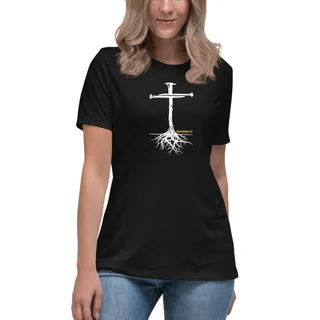 Colossians 2:7 Women's Relaxed T-Shirt - Black
